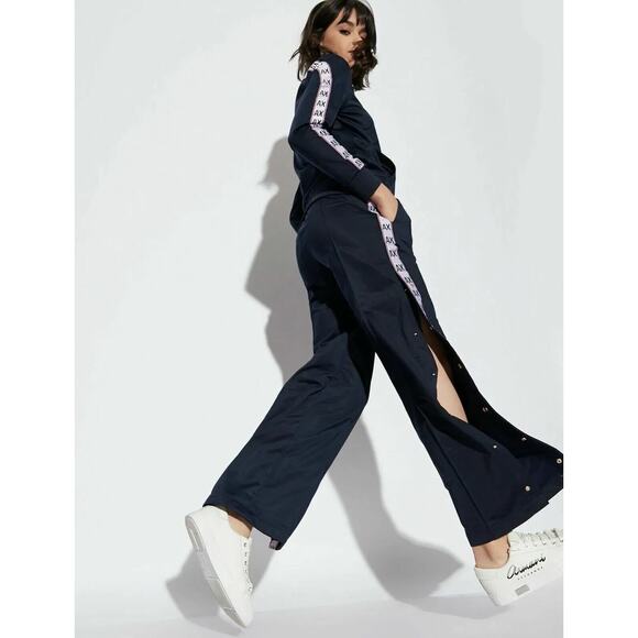 A/X Armani Exchange Womens Track Pants XS Black Red Logo Snap Up Leg Side Stripe - Picture 2 of 16